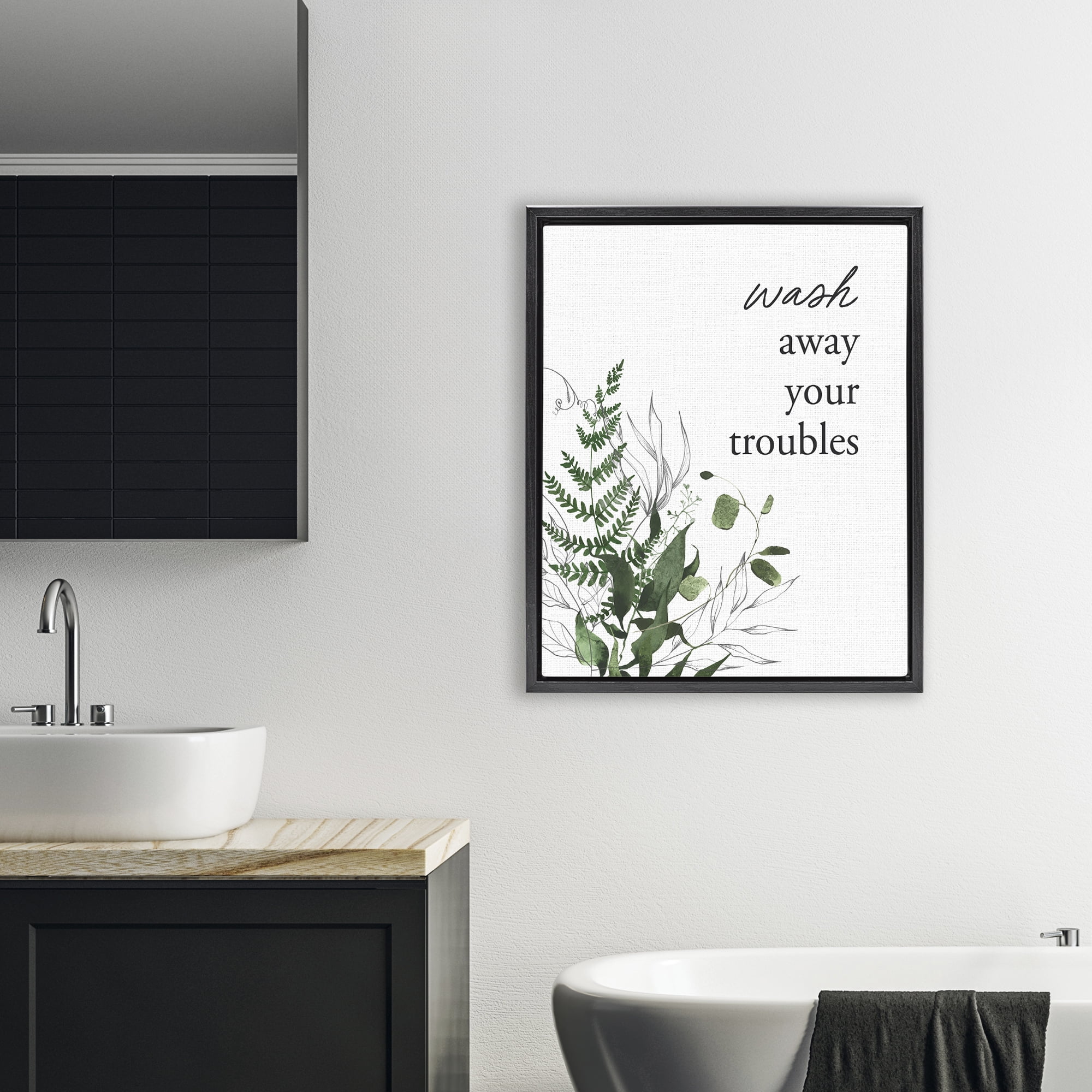 Forest Foliage Wash Away Black Framed Floater Canvas Wall Art, design by Lettered and Lined