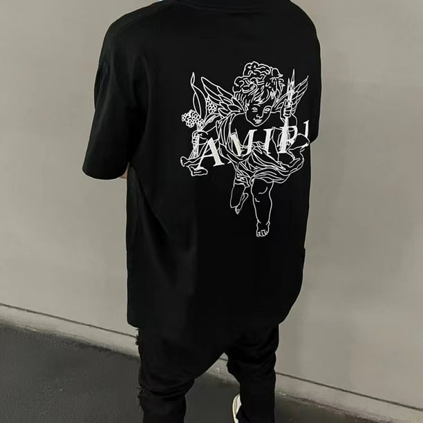 Amiri Niche Tide Brand High Street Pareja Sólido Suelto Nueva Camiseta De Manga Corta