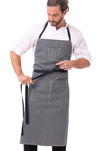 Apron Professional Chefs Black & White Striped Apron for Chef Waiter BBQ Cafe Ca
