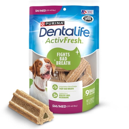 Purina DentaLife ActivFresh Small & Medium Dog Treats with Chicken Chews, 6.1 oz Pouch (9 Count)
