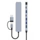 thumbnail image 3 of Hub USB C para Pro iPad Chromebook Lenovo Huawei Surface Hub USB C 3.0, Adaptador multipuerto de Hub 7 en 2 Tipo C con Carga PD USB 3.0/100W Dos Piezas Rojo Verde, 3 of 4