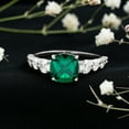 thumbnail image 3 of Rosec Jewels Lab Created Emerald Solitaire Ring with Moissanite Side Stones for Women - 8 mm, 10K White Gold, US 5.00, 3 of 7