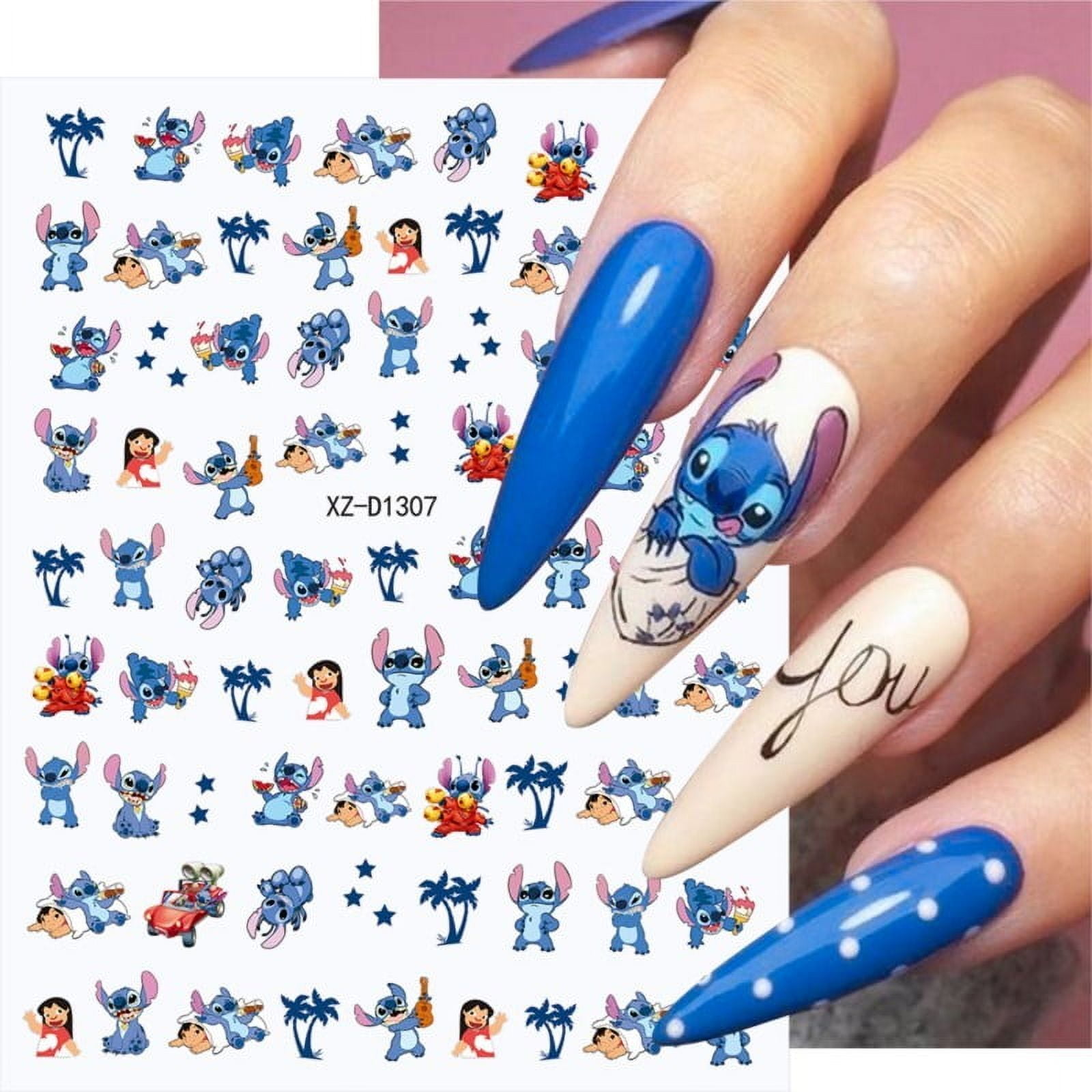 1pcs Cartoon Mini Stitch Angel Nail Stickers Multiple Expressions Cute Stitch 3D Nail Decal Sliders Anime Nail Art Decorations &