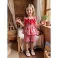 thumbnail image 6 of BemeyourBBs Kids Toddler Baby Girls Baseball Outfit Cute Baby Girl Summer Clothes Bows Baseball Embroidery Ruffle Camisole Tank Top with Plaid Shorts Set Toddler Baby Girls Summer 2-piece Outfit, 6 of 9