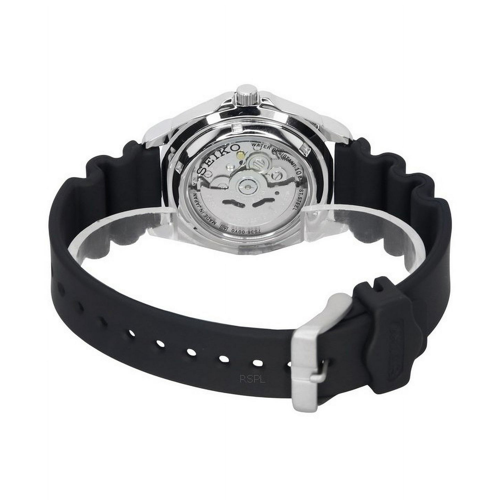 lucky２ Seiko 5 Sports Rubber Strap Black Dial Automatic SNZB33J2