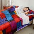 thumbnail image 4 of Manfei Rainbow Stripe Bed Sheets, Vintage Geometric Fuul Size Sheets, Multicolor, Black Reversible 4-Piece1 Flat Sheet + 1 Fitted Sheet + 2 Pillowcases, 4 of 6