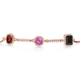 thumbnail image 2 of Gem Stone King 1.68 Ct Oval Red Garnet Pink Created Sapphire 18K Rose Gold Plated Silver Bracelet for Women, 2 of 4
