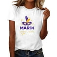 thumbnail image 2 of Ounisa Womens Tops Mardi Gras Sweatshirts Carnival Sweatshirt Funny Mask Graphic Short Sleeve Shirts Fat Tuesday Pullover, 2 of 6