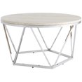 thumbnail image 1 of SEI Furniture Luna 33" Round Faux Stone Top Coffee Table in Silver, 1 of 8