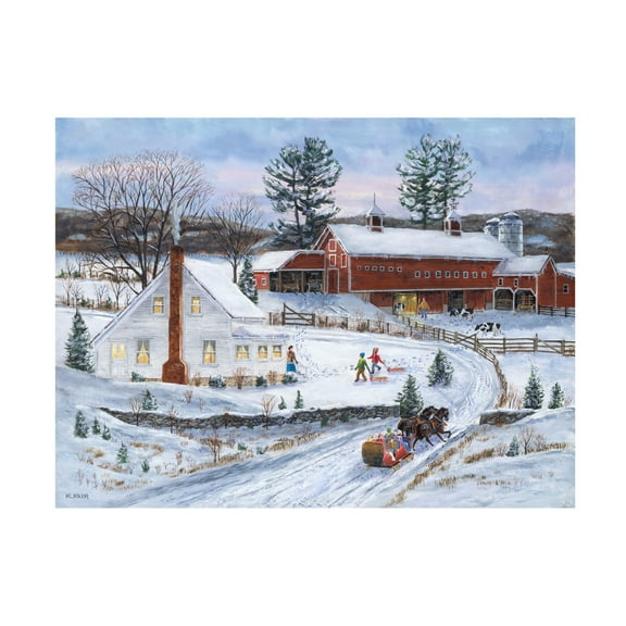 Canvas Wall Art - Bob Fair 'Sledders Return' Wall Art for Living Room, Bedroom, or Office Décor by Trademark Fine Art - 19 x 14 Inches