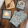 thumbnail image 5 of Pioneer Flower Floral Print Pattern Kitchen Oven Mitt and Pot Holder Sets 4 Pcs for Baking, Cooking and Grilling, Heat Resistant Up To 392 °F, 5 of 7