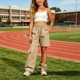 thumbnail image 2 of Wxirdiow Cargo Pants for Teens Girls Baggy Lightweight Cargo Pants for Girls Kid Convertible Water-Resistant Zip-Off Outdoor Pants with Drawstring & Pockets Beige Size,13-14 Years, 2 of 6