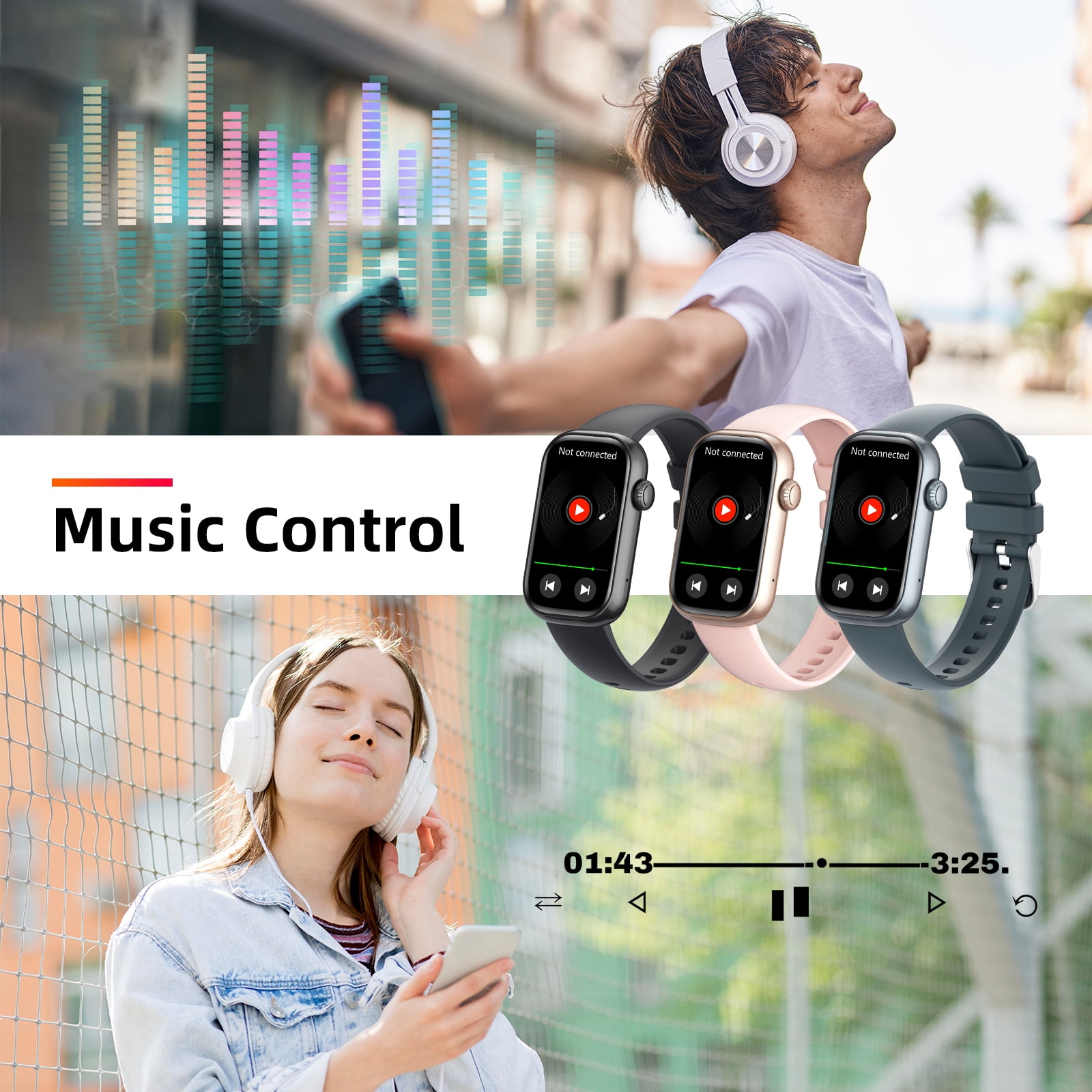 Pakrys QS50 Smart Watch for Women with 1.47” Full Touch Screen Smartwatch with Bluetooth Call 100+ Sports Modes Fitness Tracker with IP68 Waterproof for iOS Android