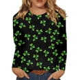 thumbnail image 2 of St Patricks Day Shirt Women Long Sleeve T Shirts Funny Green Shamrock Printed Graphic Saint Patrick's Tee Tops Army Green XL, 2 of 5