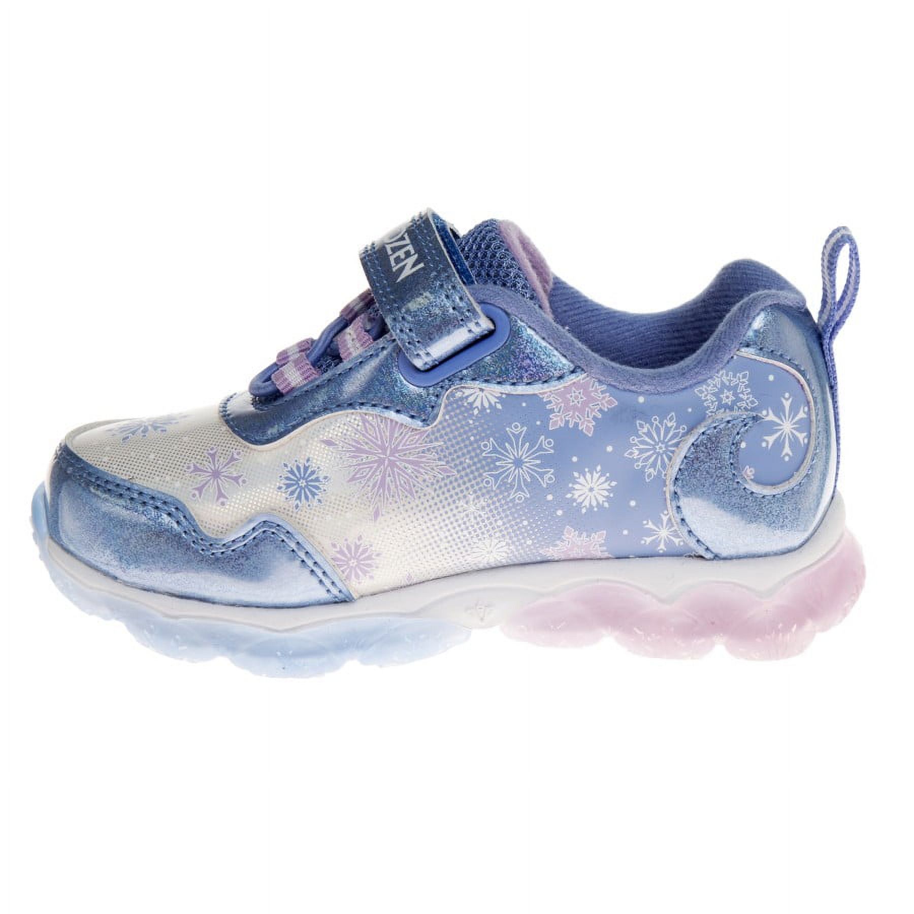Disney Frozen Toddler Girls Hook And Loop Light Up Sneakers, Blue Pink, 9