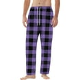 thumbnail image 6 of Havenx Men's Pajama Pants Cotton Microfleece Plaid Flannel Pajama Bottoms 2025 Plus Size Sleeping Pants Elastic Waist Wide Leg Lightweight Sleep & Lounge Pants,Purple L, 6 of 6