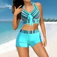 thumbnail image 2 of PENGXIANG Sexy Swimsuits With SHort 2 Piece Swimwear Color Block Bathing Suits For Women, 2 of 6