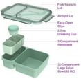 thumbnail image 7 of Caperci 2 Pack 62 oz Salad Container for Lunch, 2-Section Meal Preparation Containers featuring Detachable Toppings Trays, Sauce Cup, Reusable Fork, BPA-Free (Purple & Green), 7 of 7