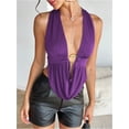 thumbnail image 4 of Women's Sexy Halter Going Out Top Open Back Deep V Neck Sleeveless Vest Tank Tops Party Clubwear, 4 of 5