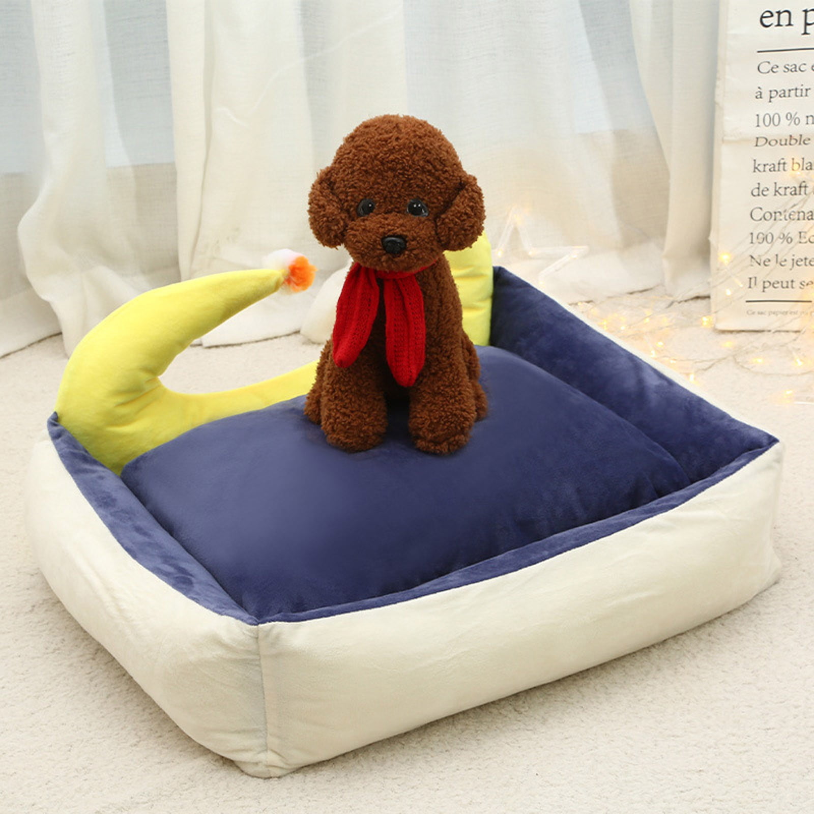 LSLJS Lit en Peluche Chaud d'Hiver en Forme de Fleur Lit en Peluche Doux pour Animal Lit Apaisant