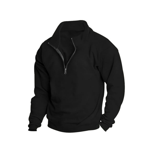 Fashnice Men Sweatshirts Fuzzy Fleece Pullover Crew Neck Sweatshirt Athletic Sports Top Black S