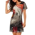 thumbnail image 2 of Rateoe Abstract Red Koi Fish Art Print Women’s Nightdress – Cozy Cotton Short-sleeved Sleep Shirt, Loose-Fit Sleepwear, Perfect for Relaxing and Sleeping, 2 of 6