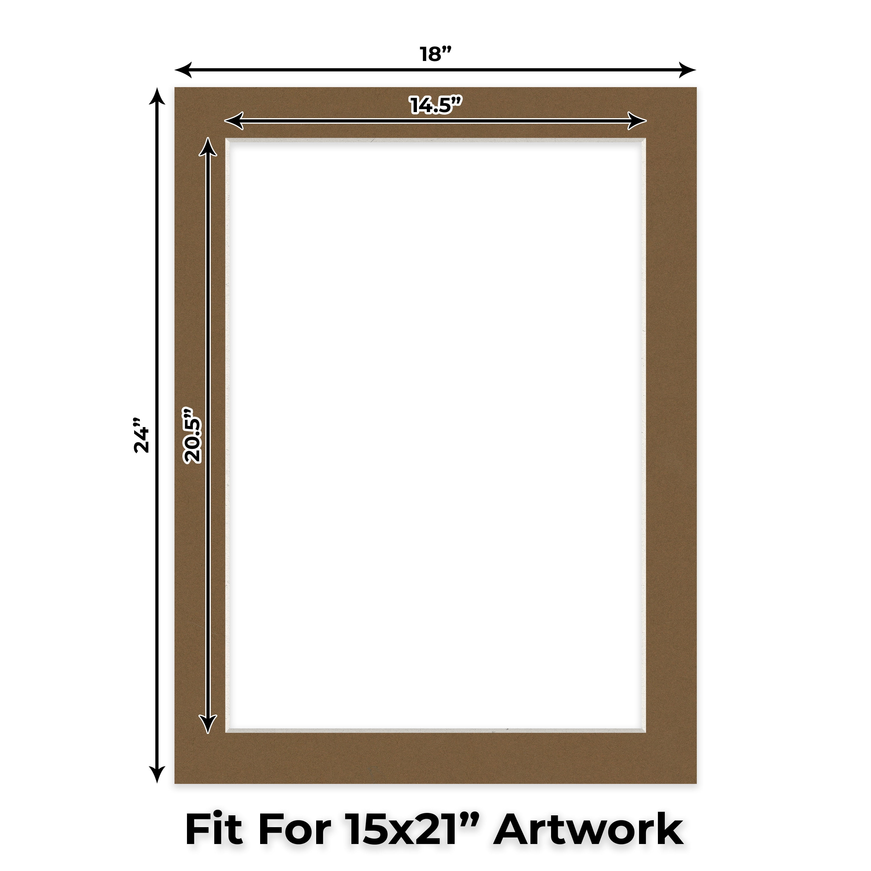Aged Oak Brown Picture Frame Mat for 18x24 Frames - Fits 15x21 Photos - 25 Mats