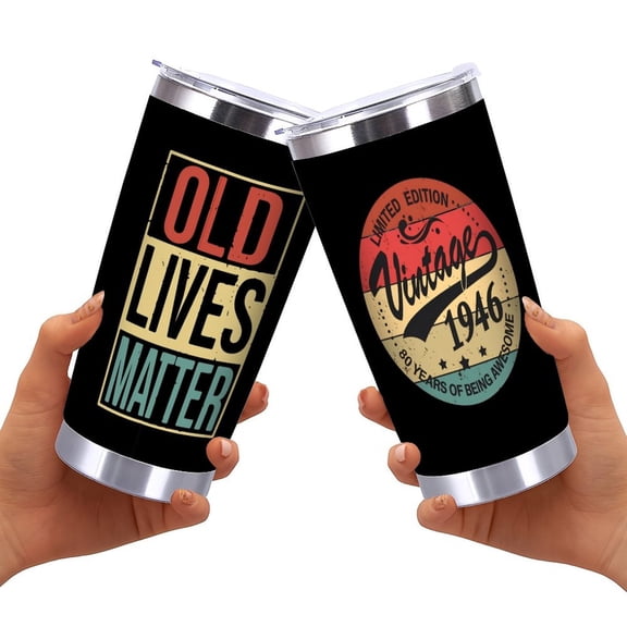 20oz Vintage 1946 Tumbler Cup 80th Birthday Gifts for Men - 80th Birthday Decorations for Men - 80 Year Old Gifts for Dad, Grandpa -