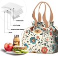 thumbnail image 4 of Pioneer Flower Floral Print Pattern Drawstring Lunch Bag Women - Drawstring Lunch Bag Insulated for Work Office - Stain-Resistant Large Lunchbags for Women with Multi-Pockets, 4 of 6