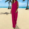 thumbnail image 2 of Fewfanhot Womens Sets 2 Piece Outfits Cotton Linen Loose Wide Leg Pants & V-Neck Camisole Set, Casual Comfort Two Piece Outfit for Daily Relaxation, 2 of 9