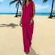 thumbnail image 2 of Pantalones de Lino de Mujer Color Sólido Suelto Larga Pierna Larga Pantalones de Cintura Elástica Verano Casual, Pantalones Casuales de las Mujeres, 2 of 9