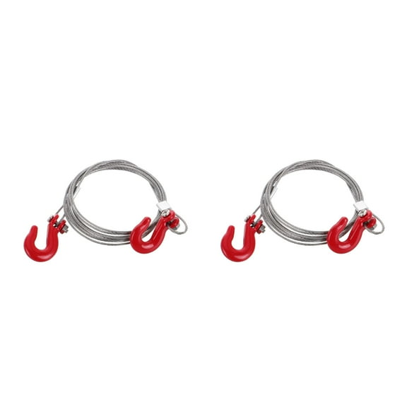 FRCOLOR 2pcs Metal Tow Rope With Hooks Heavy Duty Tow Hook And Trailer Chain Tow Hook Set Compatible For Trx4 Rc Axial Scx10 90046 Climbing Car Crawler Accessories