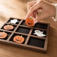 thumbnail image 4 of Halloween Tic Tac Toe Board Game Decor, 1 Wooden Grid Board with 5 Ghost and 5 Pumpkin Pieces, Spooky Seasonal Tabletop Ornament, Fall Home Party Accent, 4 of 8
