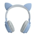 thumbnail image 1 of Auriculares con orejas de gato, luz LED 3D, inalámbricos, Bluetooth 5.0, plegables, con micrófono, color gris y azul, 1 of 12