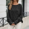 thumbnail image 2 of Ediodpoh Oversized Knit Sweater Soft Yarn Pullover Casual Winter Warm Pattern Crewneck Top for Fall Season Oversized Sweaters for Women Black M, 2 of 5