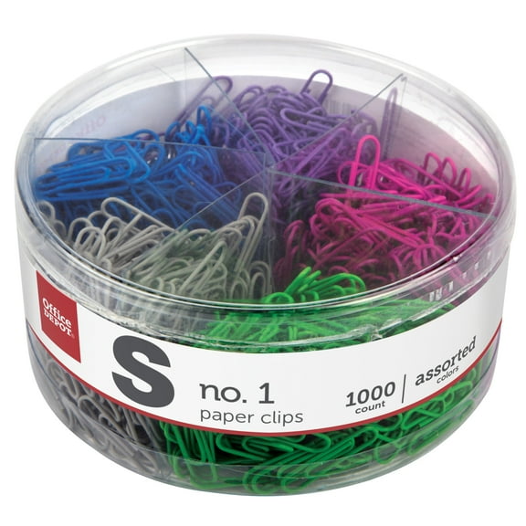 Office Depot® Brand #1 Paper Clip Combo Pack, 1", Assorted Colors, Pack Of 1,000