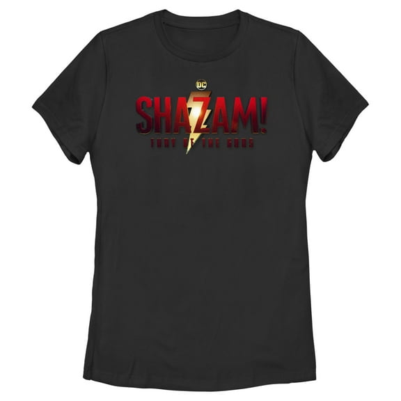 Women's Shazam! Fury of the Gods Movie Logo Graphic Tee Black Small