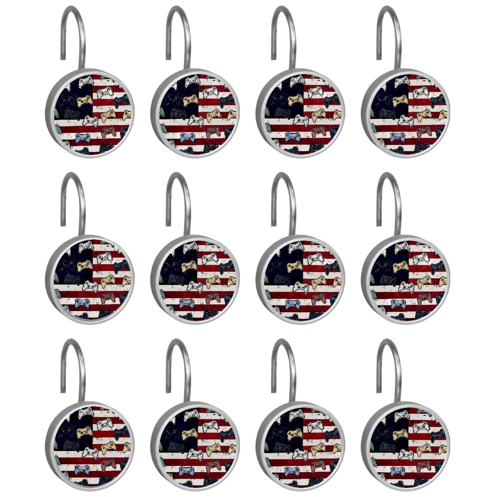HemaKayy 12 Pcs Shower Curtain Hooks Bathroom Decorative Accessories Video Game Controller