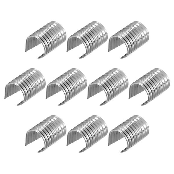 Leather Rope Crimp Clips, 9x13mm Cylindrical Cord End, Silver Tone, 100Pack