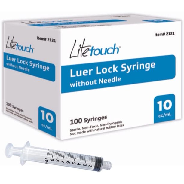 LiteTouch 10mL Luer Lock Syringe, Sterile, Individually Sealed 100