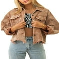 thumbnail image 1 of Girls Long Sleeve Loose Jacket  Autumn Ladies Leisure Style Solid Color Lapel Single-breasted Rough Selvedge Coat with Pocket, 1 of 7