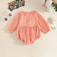 thumbnail image 4 of Bigetiay Baby Girl Halloween Outfit Long Sleeve Bodysuit Pumpkin Embroidery Lace Trim Outfit, Size 0-3 Months, 4 of 9
