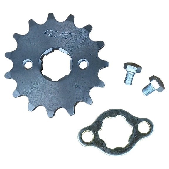 Motorcycle 420 15T Front Chain Engine Sprocket 20mm with Hardware Compatible with 50cc 70cc 90cc 110cc 125cc TaoTao Honda Lifan Roketa Sunl SSR Dirt Pit Bike Mini Bike ATV Go Kart 4 Wheeler Moped
