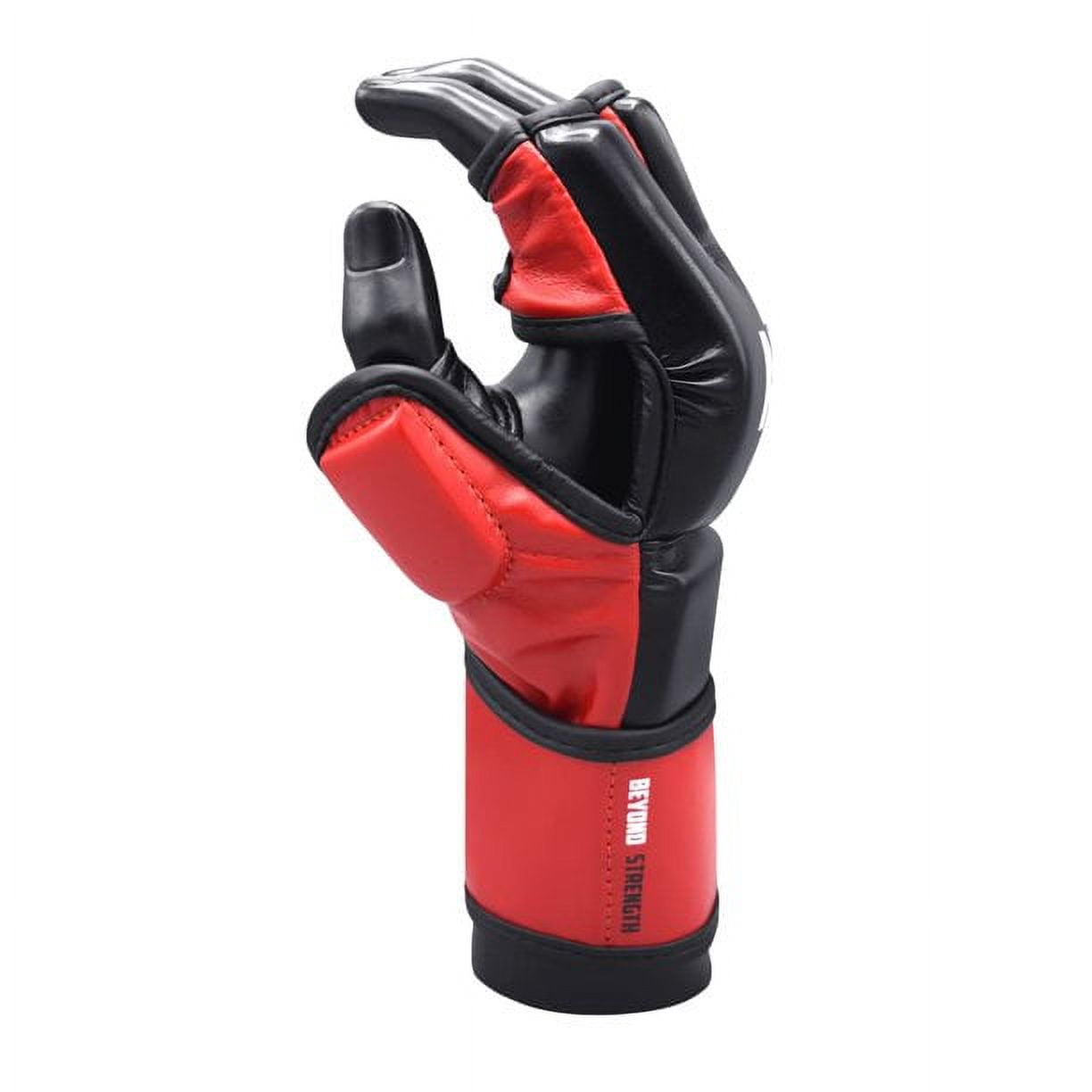 MMA Gloves for Grappling Sparring, with Open Ventilated Palm, Martial Arts Mitts Suitable for Men Women, Sports Training, Muay Thai, Punching Bag Gloves and Kickboxing| Black Red L/XL