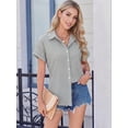 thumbnail image 2 of MOYIKO Short Sleeve Summer Tops for Women Casual Button Down Shirts Striped Business Work Blouses, 2 of 7