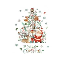 Wadada Christmas Window Clings Decorations: Rustic Santa Claus Window Clings with Snowflakes, Watercolor Farmhouse Winter Xmas Stickers for Home Office School Holiday Party Décor