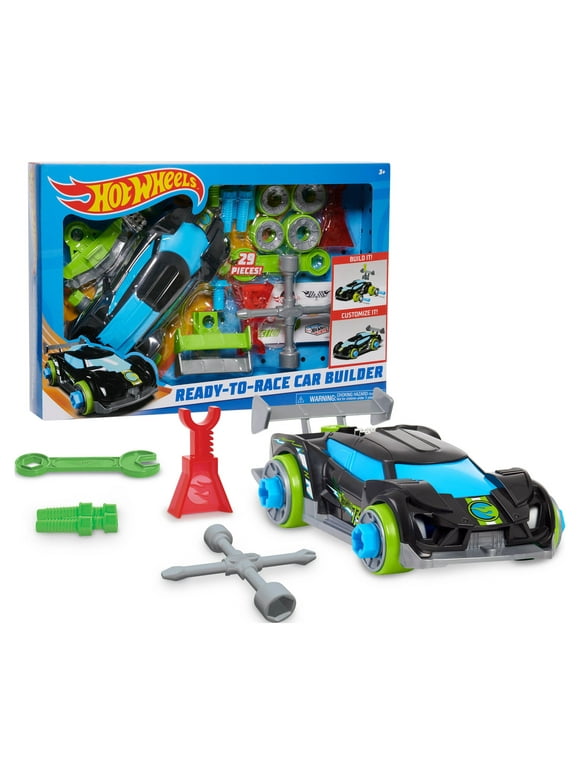 Hot Wheels Ready-to-Race Car Builder Set, Super Blitzen Vehicle, Kids Toys for Ages 3 up