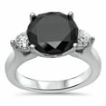 thumbnail image 5 of HeartsAndYou 2.5ct Round Cut Black and White Moissanite Three Stone Ring 18k White Gold over Silver, 5 of 5