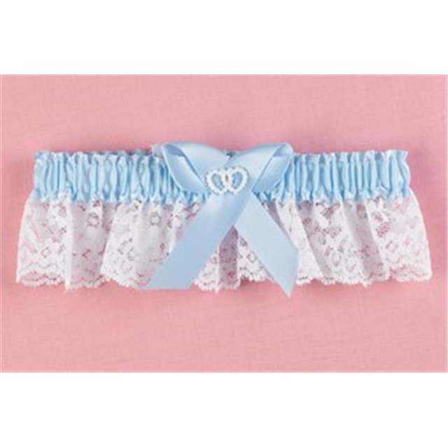 Hortense B. Hewitt 69331 Blue Double Heart Garter Wide Lace