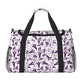 thumbnail image 1 of Balery Violets Flowers Bolsa de Gimnasio para Mujeres, Bolsa de Viaje con Bolsillo Húmedo, Bolsa de Fin de Semana para Mujeres, Bolsa de Viaje Resistente al Agua, 1 of 7